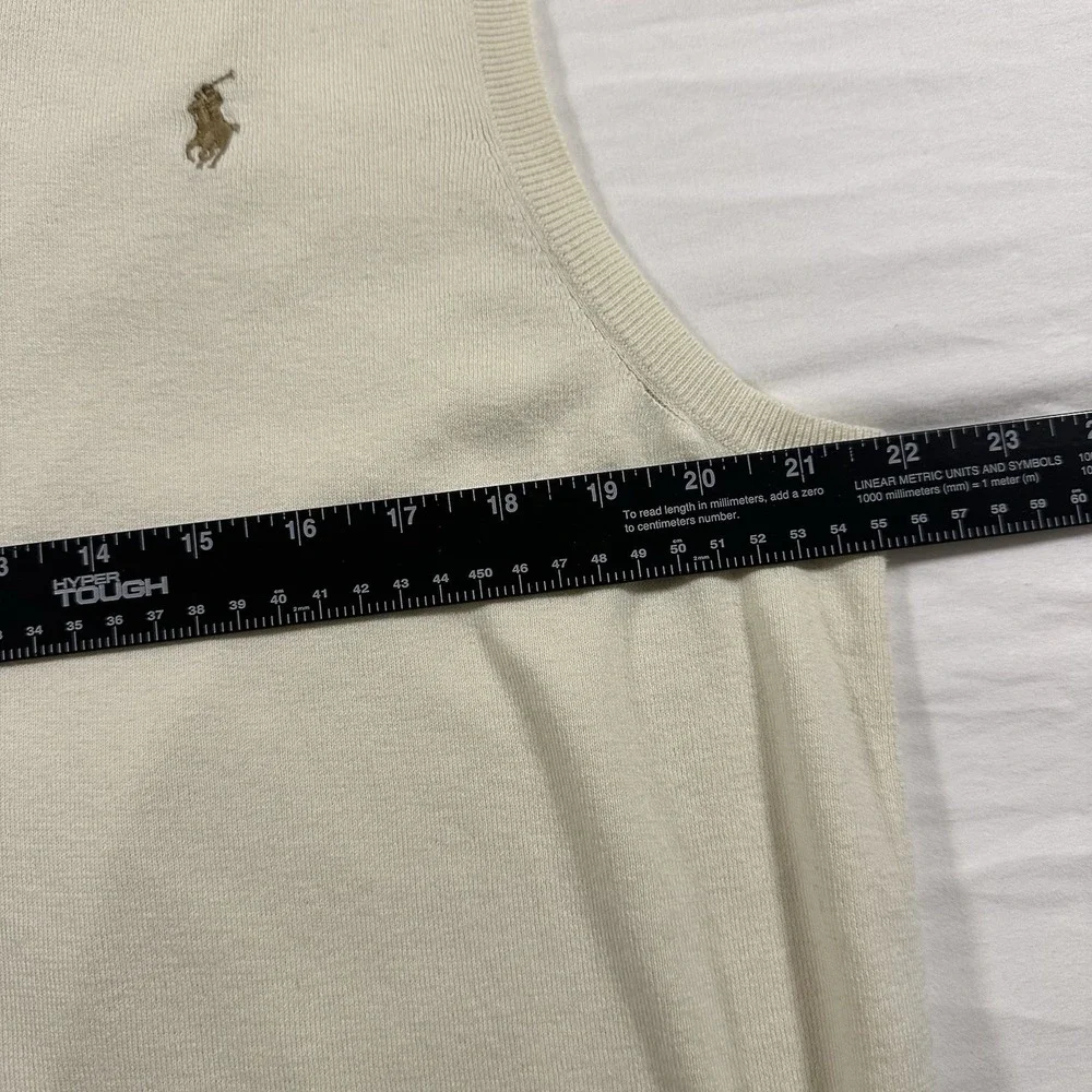 Polo Ralph Lauren Sleeveless Soft Cream Sweater Vest 100%‎ Pima Cotton Size XL